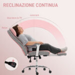 Sedia da Ufficio Ergonomica Rinforzata con Braccioli Regolabili, Poggiapiedi e Poggiatesta, Rosa - immagine 7