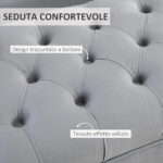 Panca Imbottita Fondoletto in Tessuto Vellutato e Base in Metallo Dorato, 118x45x42cm, Grigio - immagine 5