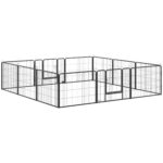 Recinto per Cani e Cuccioli con 12 Pannelli Modulabili e 2 Ingressi, 80x1,5x60cm