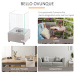 Camino a Bioetanolo da Tavolo con Bruciatore da 0,4L, Biocamino in Acciaio e Vetro per Interni ed Esterni, 20x20x33cm, Argento - immagine 7