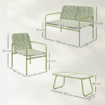 Salotto da Esterno in Rattan PE con Divanetto, 2 Poltroncine e Tavolino con Piano in Vetro, Verde - immagine 3