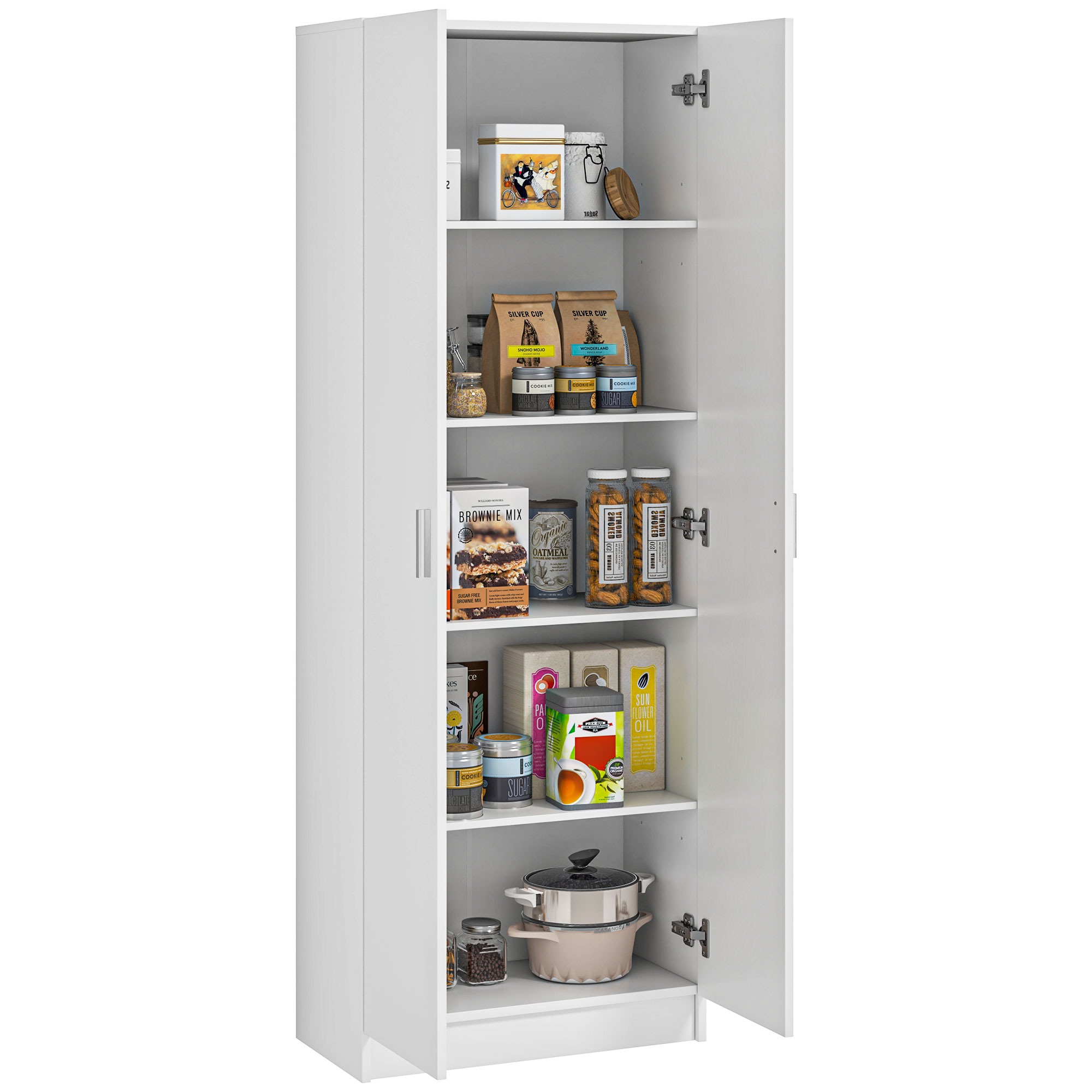EJX9591949578efa5.jpg Mobile Multiuso con 5 Ripiani Livelli Regolabili in Legno, per Arredamento Domestico, 60x31,5x165cm, Bianco - immagine 1