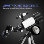 Telescopio Astronomico 70mm con 2 Lenti Oculari e Adattatore Smartphone, 80x80x135 cm, Bianco e Nero - immagine 6