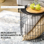 Set 2 Tavolini da Salotto Impilabili Rotondi in Acciaio con Vano Contenitore, Nero - immagine 6