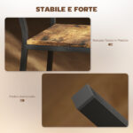Set 2 Sgabelli da Bar con Schienale e Poggiapiedi Integrato in Stile Industriale, Marrone Rustico - immagine 6