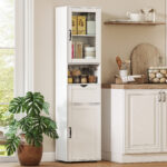 Colonna Bagno in Legno con 2 Armadietti, Cassetto e Ripiano Aperto, 40x30x165 cm, Bianco - immagine 7