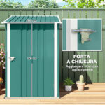 Casetta da Giardino Porta Attrezzi in Acciaio Galvanizzato e Porta, 1x103x160cm, Verde - immagine 5