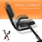 Cyclette Pieghevole 2 in 1, Resistenza Magnetica Regolabile 8 Livelli, Cyclette da Casa Silenziosa con Sensore di Frequenza Cardiaca, Elastici per Braccia, Schermo LCD, Volano 2,5kg, Rosso - immagine 5