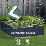 Letto per Orto Rialzato in Acciaio, Fondo aperto e Montaggio Senza Attrezzi, 90x90x30cm - immagine 5