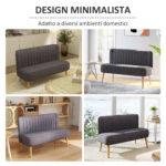 Divano 2 Posti Moderno in Tessuto Senza Braccioli, Divanetto da Salotto con Gambe in Legno, 117x56,5x77 cm, Grigio Scuro - immagine 6