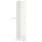 Colonna Bagno con Cassetto e 2 Armadietti Bianco Lucido, 30x28x170cm - immagine 3
