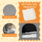 Scaletta per Cani e Gatti 10kg max a 3 Gradini con Casetta per Cani e Spazio Portaoggetti, 73,5x33x40,5 cm, Grigio - immagine 6