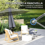 Ombrellone da Giardino Rotondo Inclinabile e Girevole, Manovella e Protezione UPF 50+, Ø3 m, Grigio Scuro - immagine 8