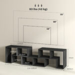 Mobile TV 75" max Modulabile con 2 Ripiani a L e Mensola Rettangolare, in Legno, 134-180x30,5x44 cm, Nero - immagine 3