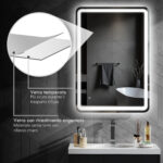 Specchio Bagno con Interruttore Touch, Luce LED a 3 Temperature e Antiappannamento, 70x1cm - immagine 8