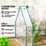 Mini Serra da Giardino a 4 Porte Arrotolabili con Copertura Allungata, in Acciaio e PE, 360x90x90 cm, Trasparente - immagine 4