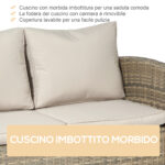 Set da Giardino 6 Pezzi in Rattan con Divani, Poltrone e Tavoli Contenitore, Beige - immagine 7
