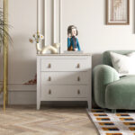 Cassettiera per Camera da Letto a 3 Cassetti con Maniglie in Finta Pelle, 80x40x78,5 cm, Bianco - immagine 9