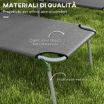Set 2 Sdraio da Giardino Pieghevoli con Tettuccio Regolabile, in Tessuto Oxford e Metallo, 187x58x36 cm, Grigio - immagine 7