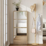 Scarpiera a Specchio a 4 Ante Antiribaltamento in Legno, 63x17x146 cm, color Legno - immagine 7