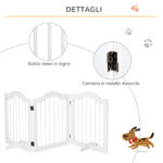 Cancellino per Cani Pieghevole a 3 Sezioni in Legno, 154,5x29,5x61cm, Bianco - immagine 6