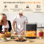 Friggitrice ad Aria da 8L, Air Fryer 17W con 8 Programmi e Circolazione Aria Calda a 360°, Display LED, Nero - immagine 6