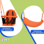Altalena da Giardino 2 in 1 per Neonati e Bambini da 6 Mesi a 8 Anni, Arancione e Blu - immagine 5