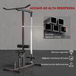 Stazione Fitness Pull Down da Casa con Panca e Cavo Regolabile, in Acciaio 107x120x190cm Nero - immagine 7