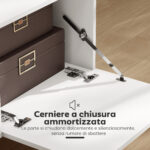 Mobile TV 70" max con 2 Ante a Ribalta, Cassetto e Scaffale Aperto, in Legno, 150x35x45 cm, Bianco e color Legno - immagine 6