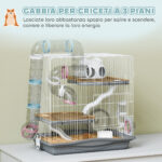 Gabbia per Criceti a 3 Livelli e 14 Tubi con Casetta, Rampa, e Accessori, in Metallo e Plastica, 45x30x45 cm, Grigio - immagine 4