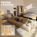 Lampada da Terra con Ripiani, Luce Regolabile, Interruttore a Pedale e Porte USB, Bianco - immagine 9