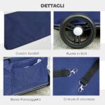 Passeggino per Cani Pieghevole con Borsa e Cuscino, in Acciaio e Tessuto Oxford, 53x45x28 cm, Blu Scuro - immagine 7