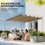 Tetto per Gazebo Pergola con 10 Fori di Drenaggio in Poliestere, 250x255 cm, per Pergola 3x3m, Marrone Chiaro - immagine 5