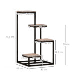 Scaffale per Piante a 4 Livelli in Acciaio e Legno, 40x40x75,5 cm, Marrone e Nero - immagine 3