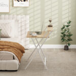 Scrivania Pieghevole con Ripiano per Monitor, 81,5x62x86,5 cm, Legno e Bianco - immagine 9
