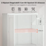 Armadio per Ufficio in Acciaio a 3 Ripiani Regolabili con Serratura e 2 Chiavi, 80x40x175 cm, Bianco - immagine 4