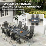 Tavolo da Giardino Allungabile da 160-220 cm per 6-8 Persone Rettangolare in Alluminio, Grigio - immagine 4