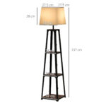 Lampada da Terra in Metallo e MDF a 3 Ripiani con Paralume in Tessuto, Ø42x166 cm, Nero e Beige - immagine 3