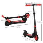 Monopattino Elettrico Pieghevole per Bambini 6+ Anni ad Altezza Regolabile, 71x36,5x75-80 cm, Nero e Rosso - immagine 3