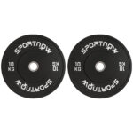 Set 2 Dischi Pesi da 10kg in Gomma con Foro da 2"/5 cm per Manubri e Bilancieri, Nero