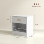 Set 2 Comodini Moderni in Legno con Cassetto e Ripiano Aperto, 39x28x41 cm, Bianco - immagine 3