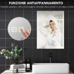Specchio da Bagno con Luce LED a 3 Colori e Funzione Memory, in Vetro Temperato, 70x50x3 cm, Argento - immagine 6