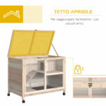 Conigliera in Legno a 2 Piani con Casetta, Rampa e Vassoio Estraibile, 91,5x53,3x73cm - immagine 5