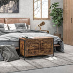 Cassapanca in Legno da 95L Stile Industriale con Coperchio e Cerniera di Sicurezza, 80x40x49cm, Marrone - immagine 9