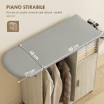 Mobile Asse da Stiro con Piano d'Appoggio Effetto Lino, 3 Ripiani a Cubo e Guida, 127x42,5x99 cm, Multicolore - immagine 4