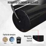 Rullo da Giardino Φ32x50cm in Metallo Impermeabile Nero, Serbatoio Fino 38 Litri (Acqua o Sabbia) - immagine 6