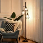 Lampada da Terra Vintage Industriale in Metallo Nero, Lampada a Piantana da Terra Moderna Ф35 x 170cm - immagine 5