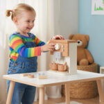 Set Macchina del Caffè Giocattolo in Legno per Bambini da 3 Anni con Accessori, Marrone - immagine 2