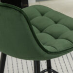 Set 2 Sgabelli da Bar con Schienale e Poggiapiedi Stile Nordico in Metallo e Velluto, Verde, 45x47x84cm - immagine 9