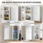 Armadio per Ufficio in Acciaio a 3 Ripiani Regolabili con Serratura e 2 Chiavi, 80x40x175 cm, Bianco - immagine 6